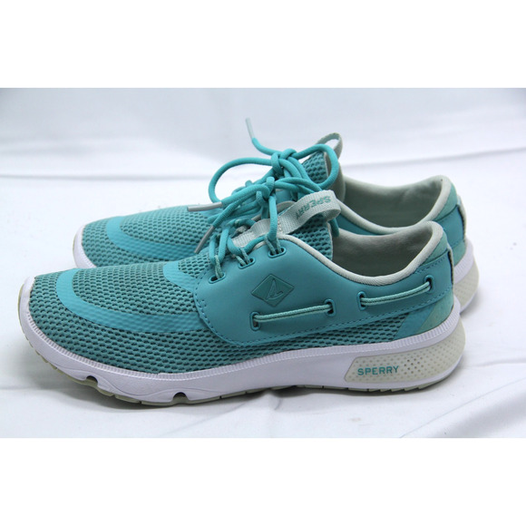 Sperry CrossJack Seas 3 Eye Shoes Women’s 8.5 Teal Blue Boat Sneakers STS85683 - Picture 3 of 7